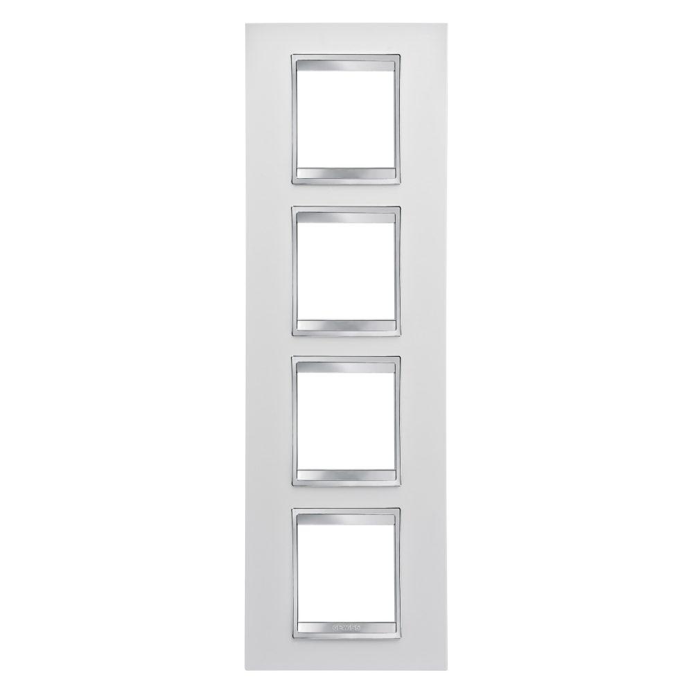  mezinárodní rámeček lux – z technopolymeru – 2+2+2+2 moduly svislé – bílá – chorusmart