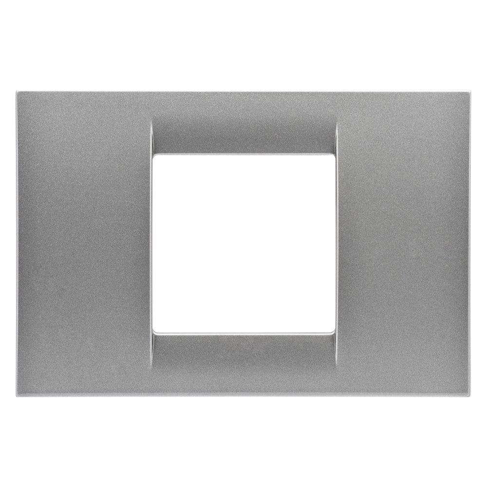  virna plate - in technopolymer gloss finishing - 2 gang - metallic titanium - system