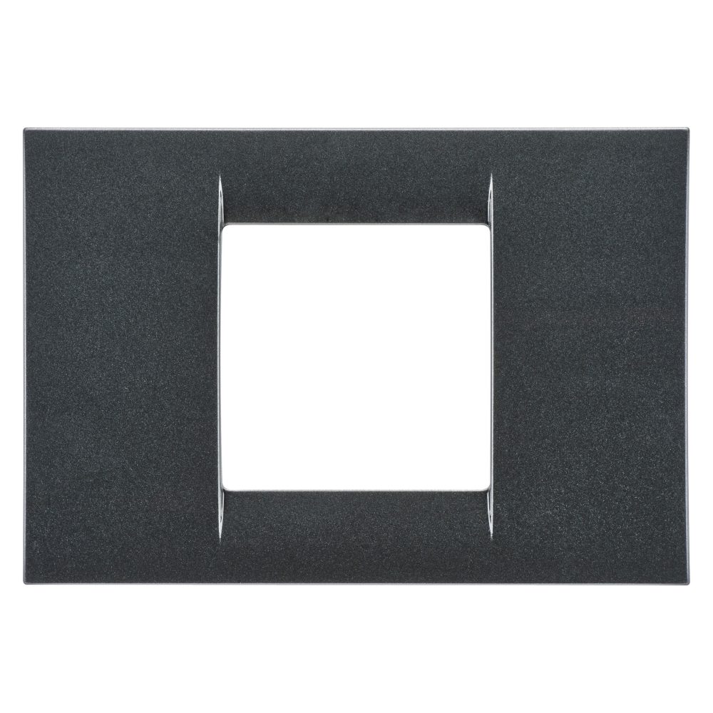  virna plate - in technopolymer gloss finishing - 2 gang - metallic slate - system