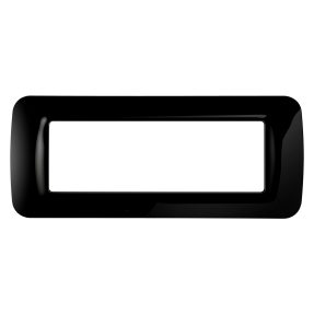 placca top system - in tecnopolimero finitura lucida - 6 posti - nero toner - system