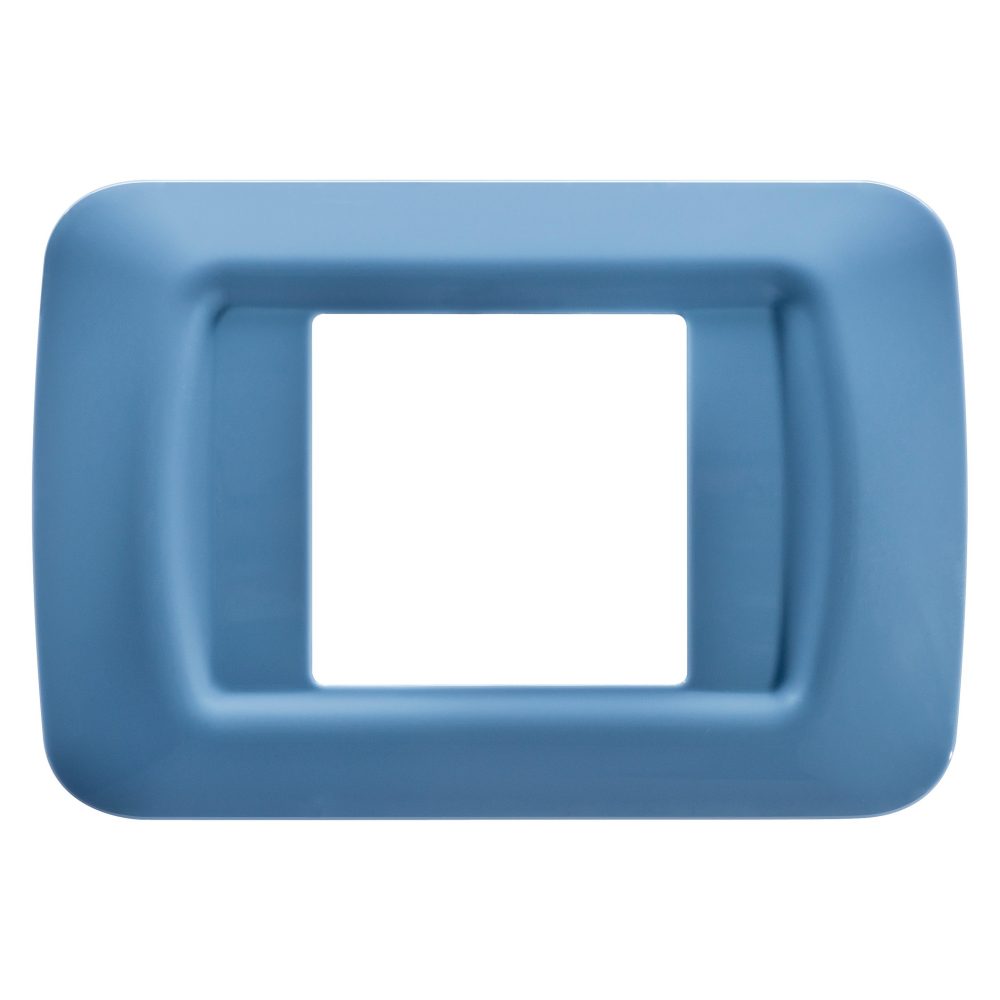 top system plate - in technopolymer gloss finishing - 2 gang - sky blue - system