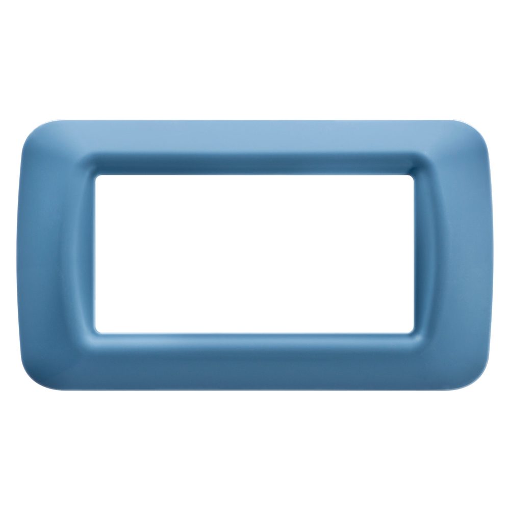  top system plate - in technopolymer gloss finishing - 4 gang - sky blue - system