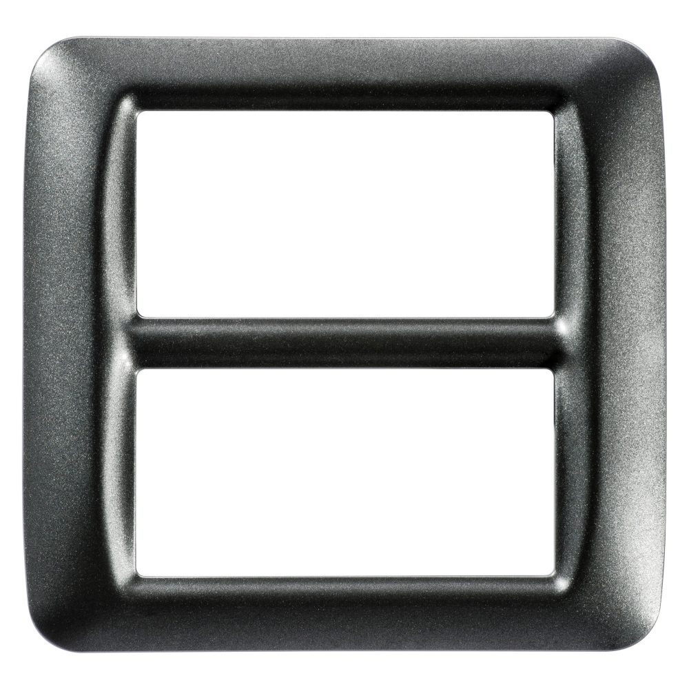  top system plate - in technopolymer gloss finishing - 8 gang (4+4 overlapping) - metallic slate - system