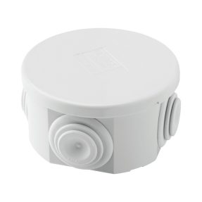 CASSETTA DI DERIVAZIONE CON COPERCHIO BASSO A PRESSIONE - IP44 -DIMENSIONI INTERNE Ø 65X35 - PARETI CON PASSACAVI - GRIGIO RAL 7035