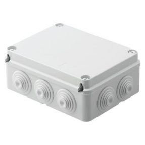 JUNCTION BOX WITH PLAIN SCREWED LID - IP55 - INTERNAL DIMENSIONS 190X140X70 - WALLS WITH CABLE GLANDS - GREY RAL 7035
