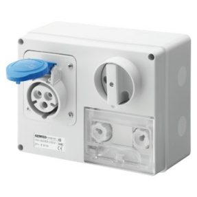 PRESA FISSA INTERBLOCCATA ORIZZONTALE - CON FONDO - CON BASE PORTAFUSIBILI - 3P+N+T 16A 200-250V - 50/60HZ 9H CBF - IP44