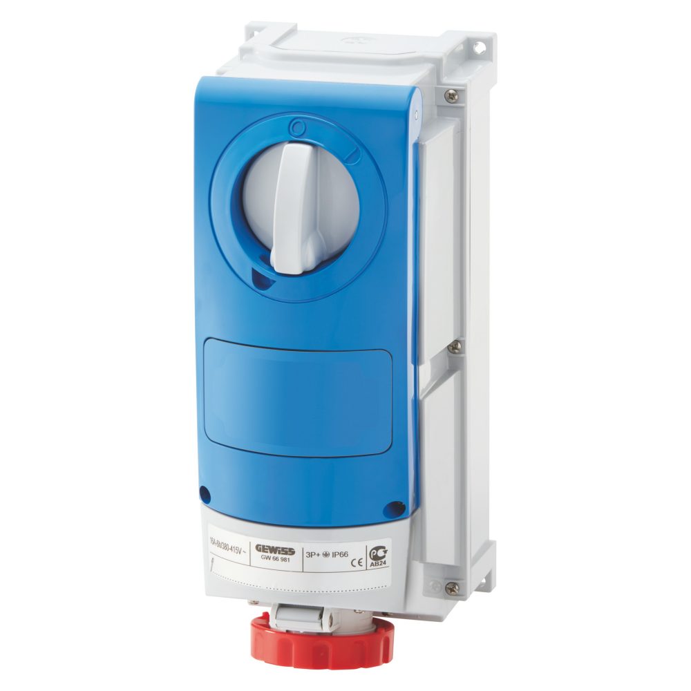  presa fissa interbloccata verticale - con fondo - senza base portafusibili - impieghi gravosi - 3p+t 32a 380 - 415v - 50/60hz 6h - ip66