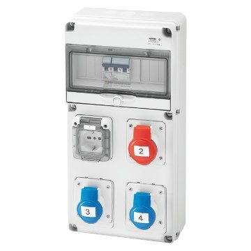  Q-DIN 10 DBO - 3 IEC 309 - 1 SOCKET OUTLET IT/DE - IP44