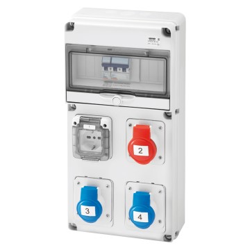 Quadros protegidos Q-DIN 10 DBO cabeados com tomadas n&amp;atilde;o interbloqueadas - IP44