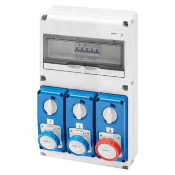 Quadros estanques Q-DIN 14 DBO cabeados com tomadas interbloqueadas verticais - IP65