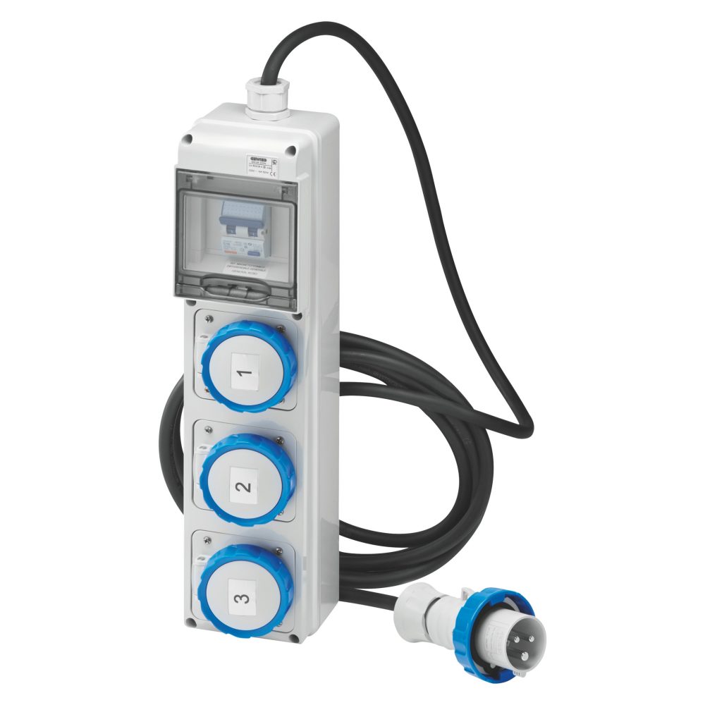  q-din 5 acs - mobiel-draagbaar - met kabel en stekker - 3x3p+a 16a iec309 - ip65
