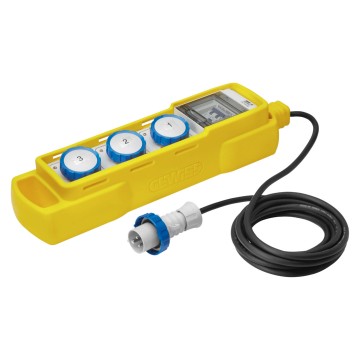 Watertight board in yellow schockproof equipped with cable and mobile plug - IP65