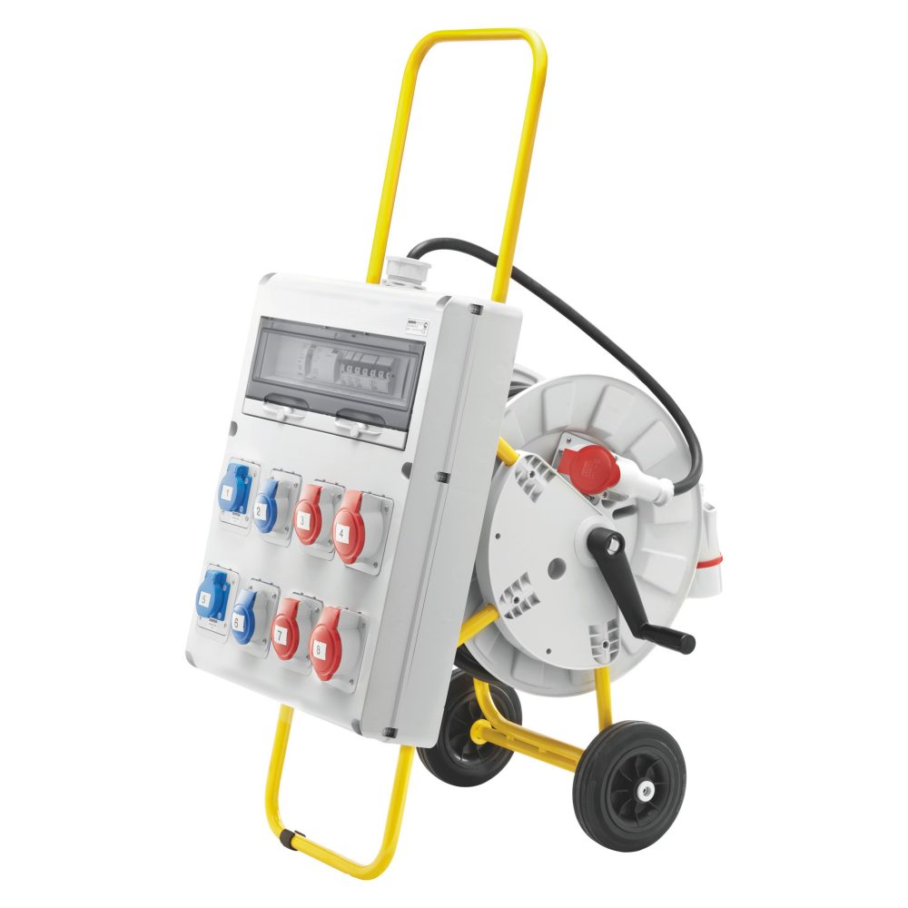  q-din 20 asc - mobile e portatile - con carrello - 2 2p+t 16a iec309 + 2 3p+t 16a iec 309 + 2 3p+t 32a iec309 + 2 prese standard tedesco 16a - ip44
