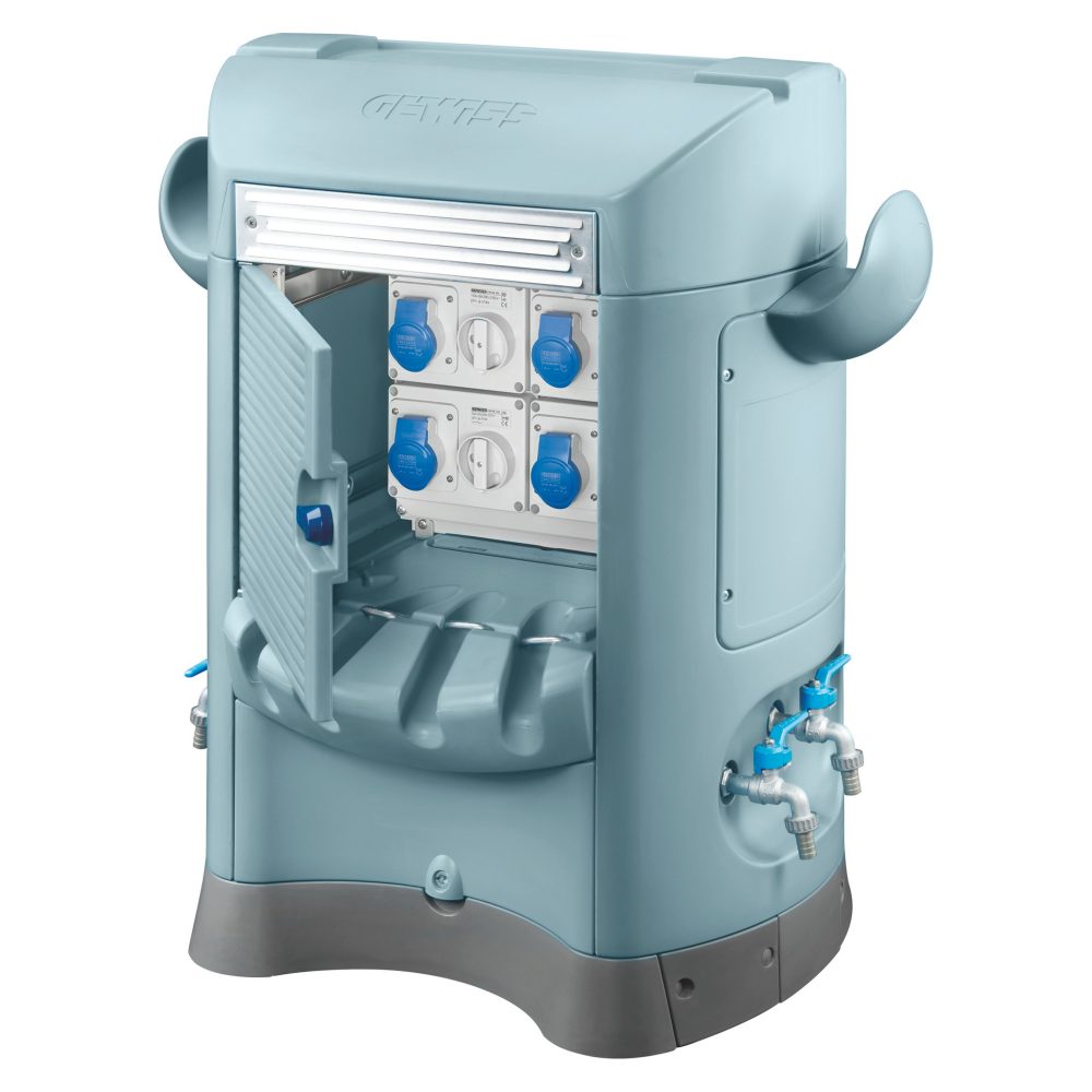  qmc125b - câblé - simple face - 2 prises 2p+t 16a + 2 prises 3p+n+t 16a - ip44 - bleu ciel
