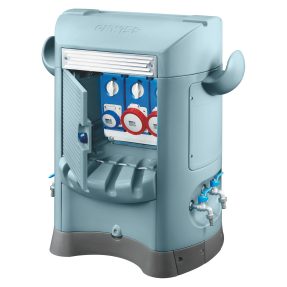 qmc125b - kablolu - tek tarafli çikiş - 1 pri̇z 2p+t 16a + 2 pri̇z 3p+n+t 32a - ip55 - açik mavi̇