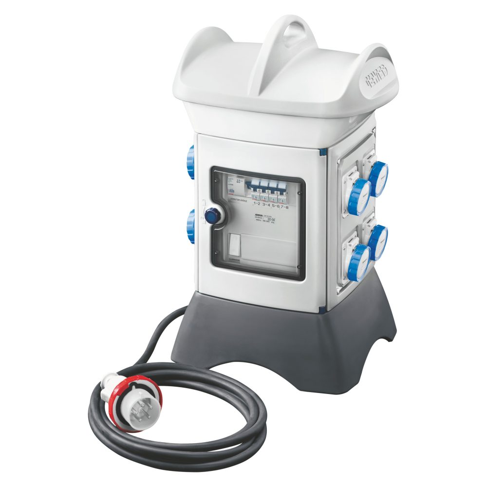  qmc16t - cablato - trasportabile - bifacciale - 6 prese 2p+t 16a 2 prese civili 10/16a - ip55 - bianco