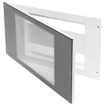 Füme şeffaf cam kapıyla 40 modüllük kutu Ön kısım beyaz metal RAL 9003