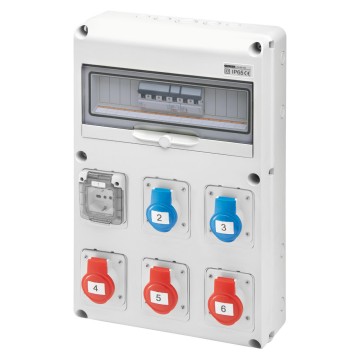 Bekabeld Q-DIN 14 DBU-bord met IEC 309-contactdozen - IP44