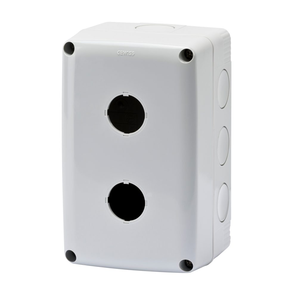  gehäuse für befehls und meldegeräte - 2 einsatze - ø 22mm - deckel grau ral 7035 - ip66