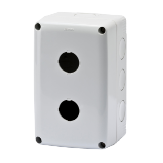 GEHÄUSE FÜR BEFEHLS UND MELDEGERÄTE - 2 EINSATZE - Ø 22mm - DECKEL GRAU RAL 7035 - IP66