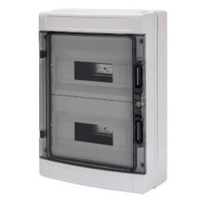 DISTRIBUTION BOARD WITH PANELS WITH WINDOW AND EXTRACTABLE FRAME - WITH TERMINAL BLOCK N 2 x [(3X16)+(11X10)] E 2 x [(3X16)+(11X10)] - (12X2) 24M IP65