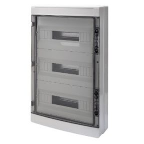 VERTEILER MIT ABDECKUNGEN MIT AUSSCHNITT UND HERAUSNEHMBAREM GERÄTETRÄGER - PRE- VORGERÜSTET FÜR KLEMMLEISTE - (18X3) 54TE, IP65