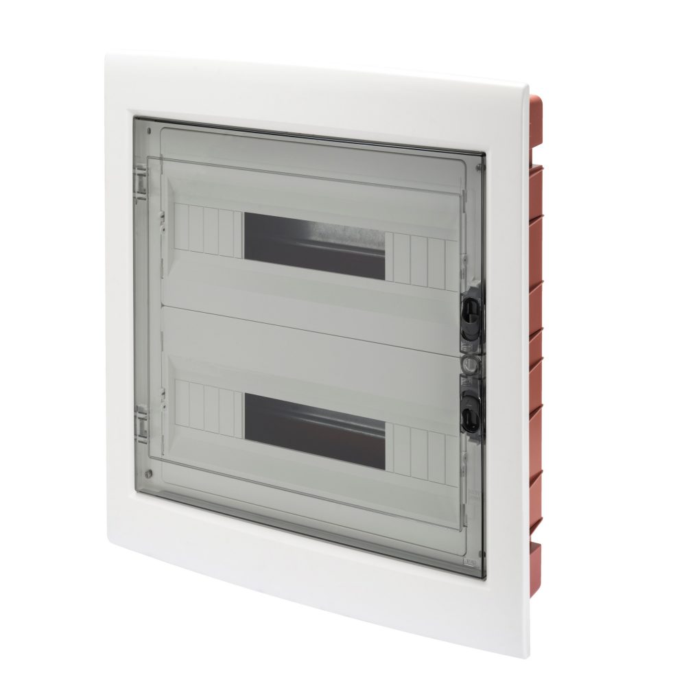  cuadros de distribución con paneles troquelados y bastidor extraible - puerta transparente ahumada - (18x2) 36 módulos ip40