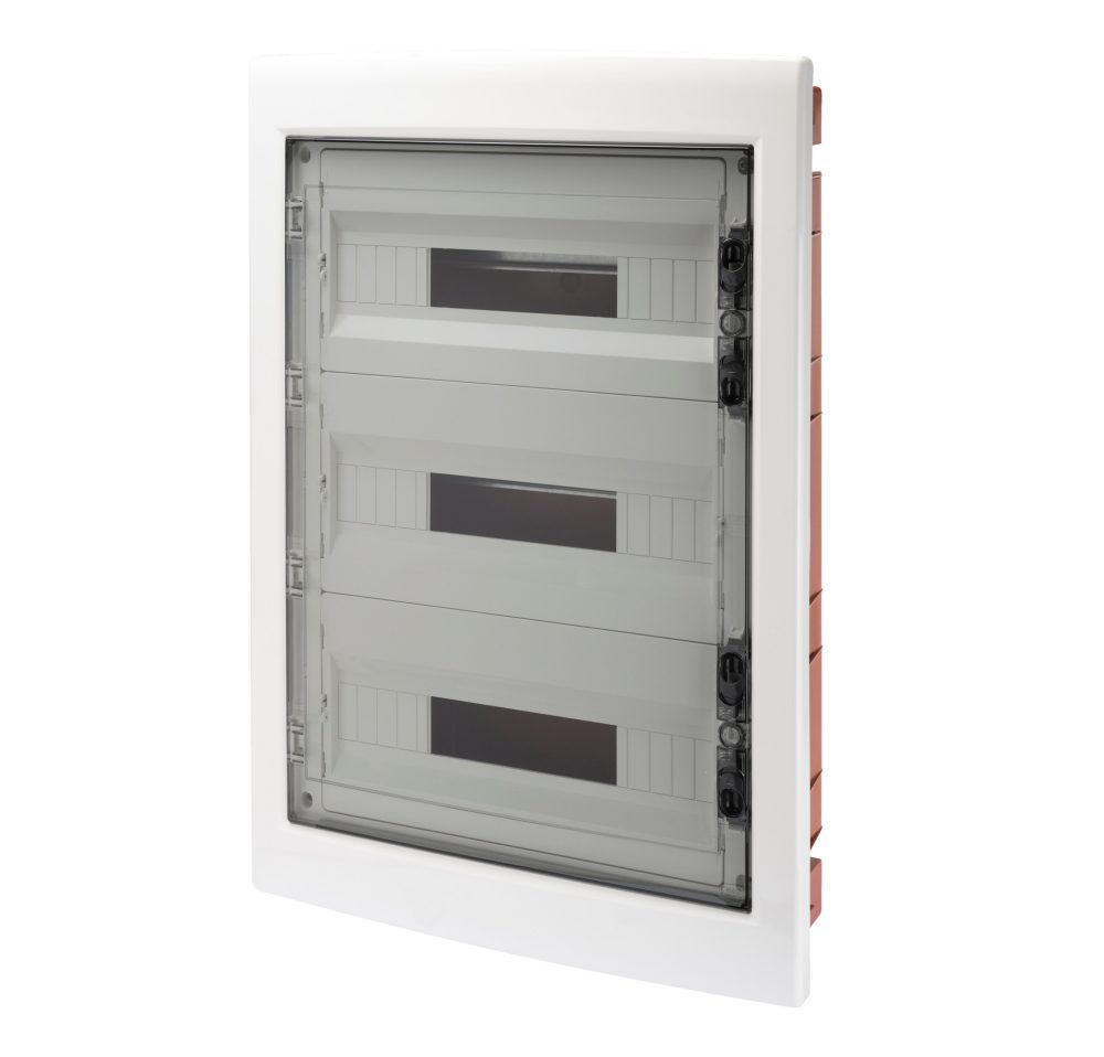  distribution board with smoked transparent door (18x3) 54 modules ip40