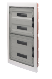 DISTRIBUTION BOARD WITH SMOKED TRANSPARENT DOOR (18X4) 72 MODULES IP40