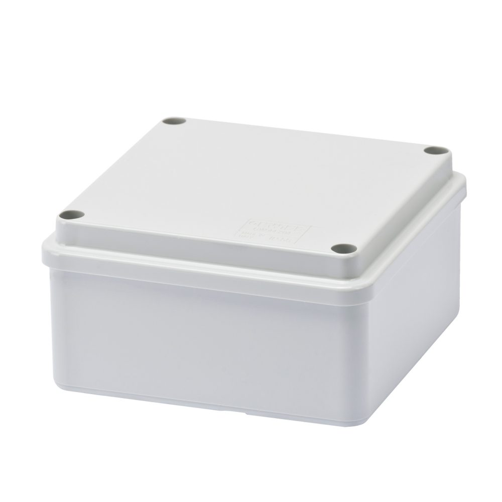  box for junctions and for electric and electronic equipment - with blank plain lid - ip56 - internal dimensions 100x100x50 - with smooth walls