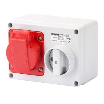 FIXED INTERLOCKED HORIZONTAL SOCKET-OUTLET - WITH BOTTOM - WITHOUT  FUSE-HOLDER BASE - 3P+N+E 16A 346-415V - 50/60HZ 6H - IP44