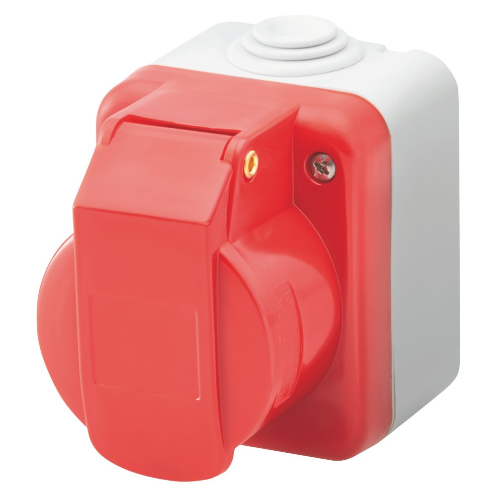  wall-mounting industrial socket-outlet to iec 309 standard - 3p+e - 400v - ip44 - grey ral 7035