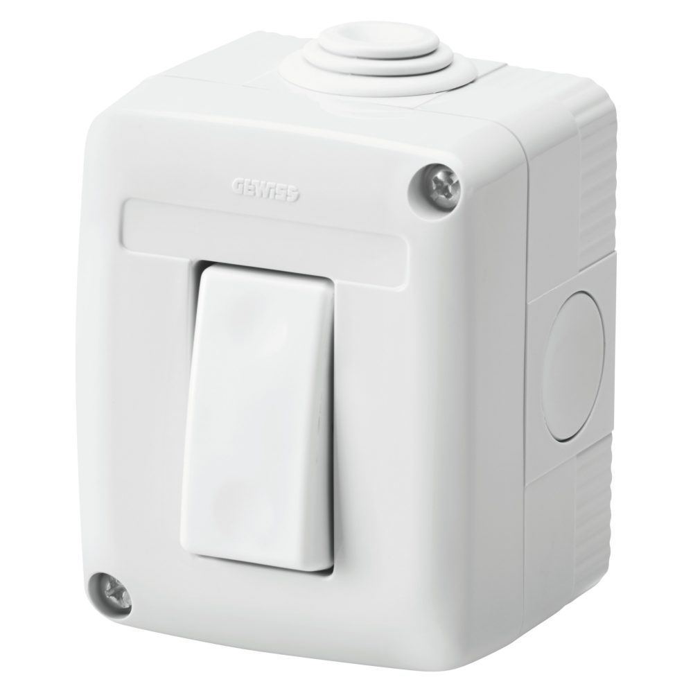  protected enclosure complete with system devices - with one-way switch 1p 16 ax - ip40 - grey ral 7035