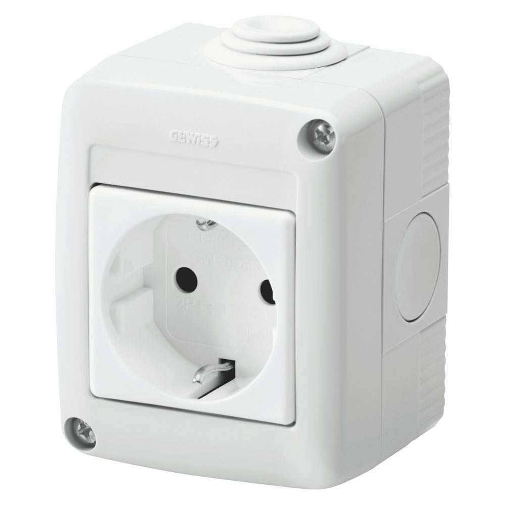  protected enclosure complete with system devices - with socket-outlet 2p+e 16 a - german standard - ip40 - grey ral 7035