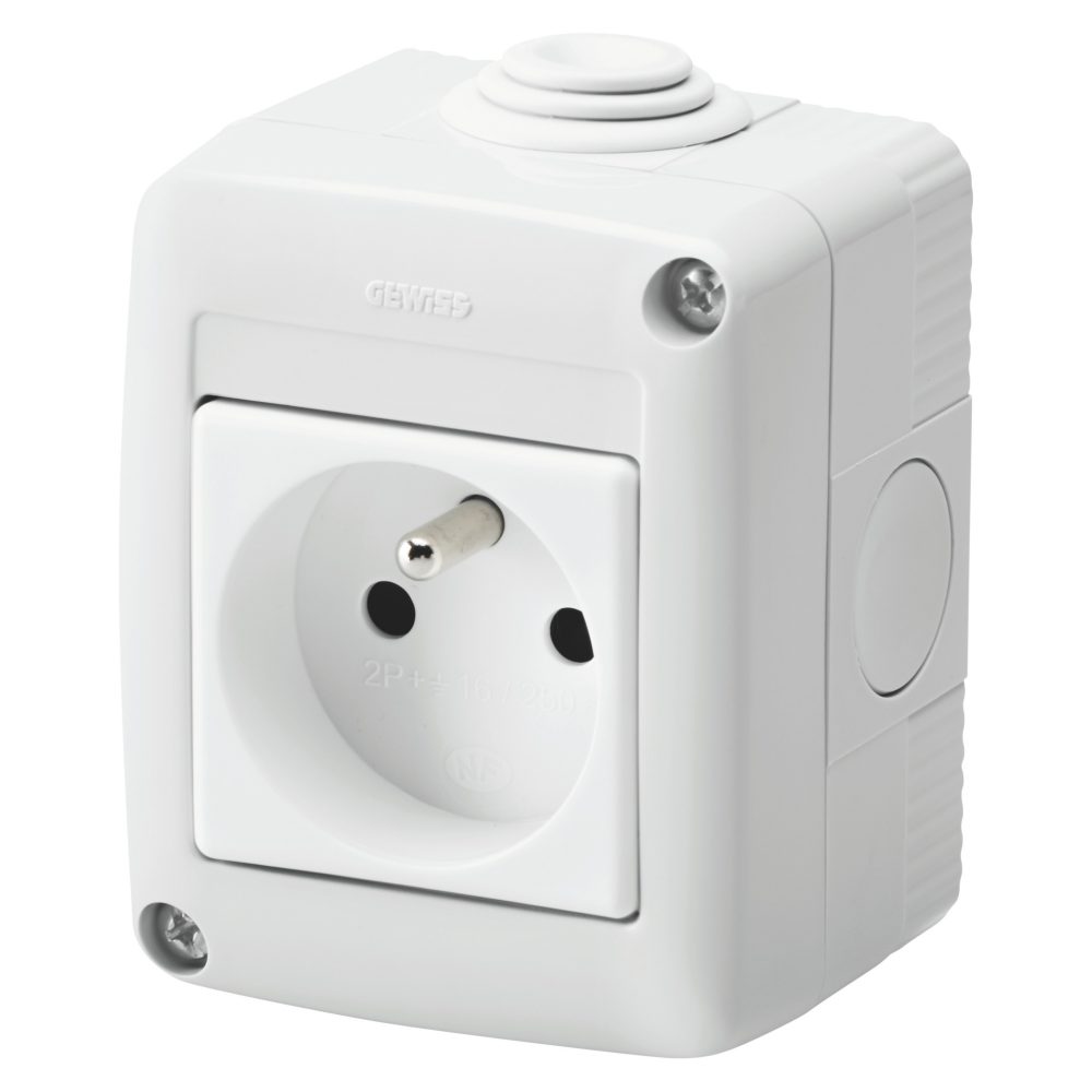  geschützte gehäuse mit system-geräte - mit steckdose 2p+e 16 a - französischer standard - ip40 - grau ral 7035