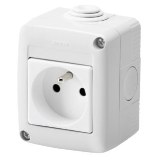 PROTECTED ENCLOSURE COMPLETE WITH SYSTEM DEVICES - WITH SOCKET-OUTLET 2P+E 10/16 A - FRENCH STANDARD - IP40 - GREY RAL 7035