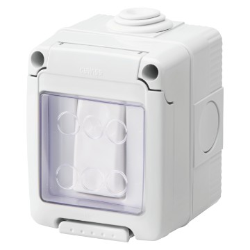 Wasserdichte Komplettgehäuse mit SYSTEM Geräten - Grau RAL 7035 - IP55 - 250V ac Wasserdichte Komplettgehäuse mit SYSTEM Geräten - Grau RAL 7035 - IP55 - 250V ac