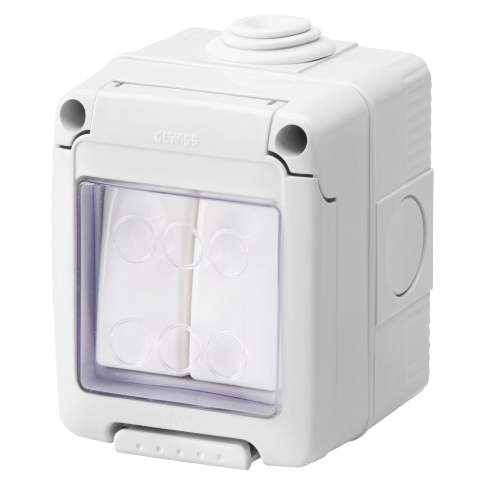  boîte étanche équipe d'appareils system - avec va-et-vient+va-et-vient 1p 16ax - ip55 - gris ral 7035