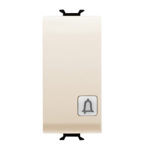 pulsante unipolare 250v ac - na 16a illuminabile - con lente neutra sostituibile - simbolo campanello - 1 modulo - avorio - chorusmart