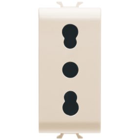 italian standard socket-outlet 250v ac - 2p+e 16a dual amperage - p11- p17 - 1 module - ivory - chorusmart