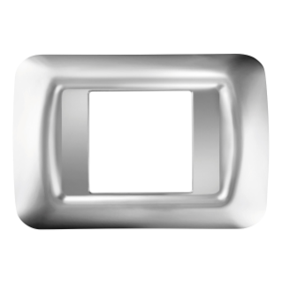 TOP SYSTEM PLATE - IN TECHNOPOLYMER GLOSS FINISH - 2 GANG - SOFT CHROME - SYSTEM