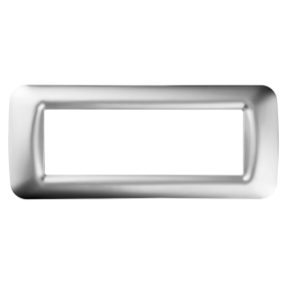 TOP SYSTEM PLATE - IN TECHNOPOLYMER GLOSS FINISH - 6 GANG - SOFT CHROME - SYSTEM