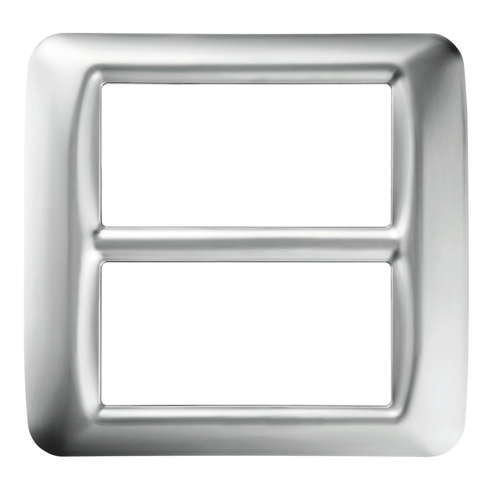  top system plate - in technopolymer gloss finish - 8 gang (4+4 overlapping) - soft chrome - system