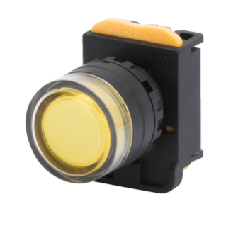 MOMENTARY PUSH-BUTTON WITH ROUND GUARD - ILLUMINATED - YELLOW