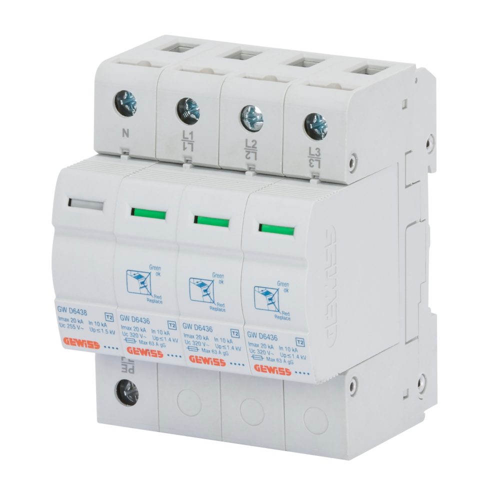  lst - scaricatore di sovratensione - 3p+n 20ka - tipo 2 - 4 moduli