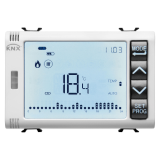 TIMED THERMOSTAT/PROGRAMMER WITH HUMIDITY MANAGEMENT - KNX - 3 MODULES - SATIN WHITE - CHORUS