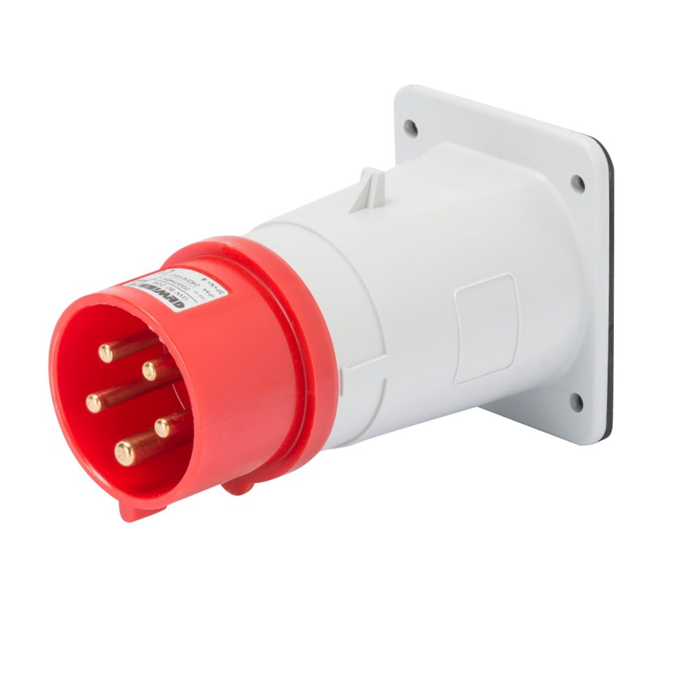  spina fissa da incasso diritta - ip44 - 3p+n+t 16a 380-415v 50/60hz - rosso - 6h - cablaggio a vite