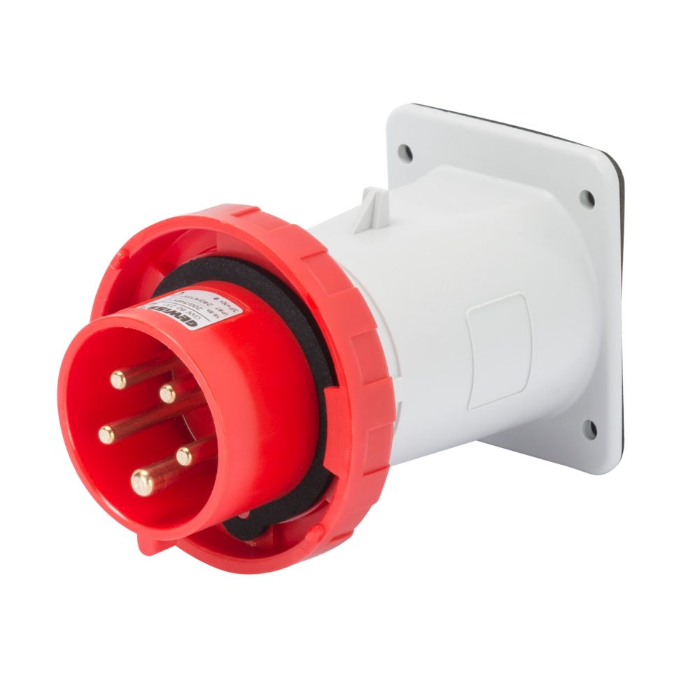  straight flush mounting inlet - ip67 - 3p+n+e 32a 380-415v 50/60hz - red - 6h - screw wiring