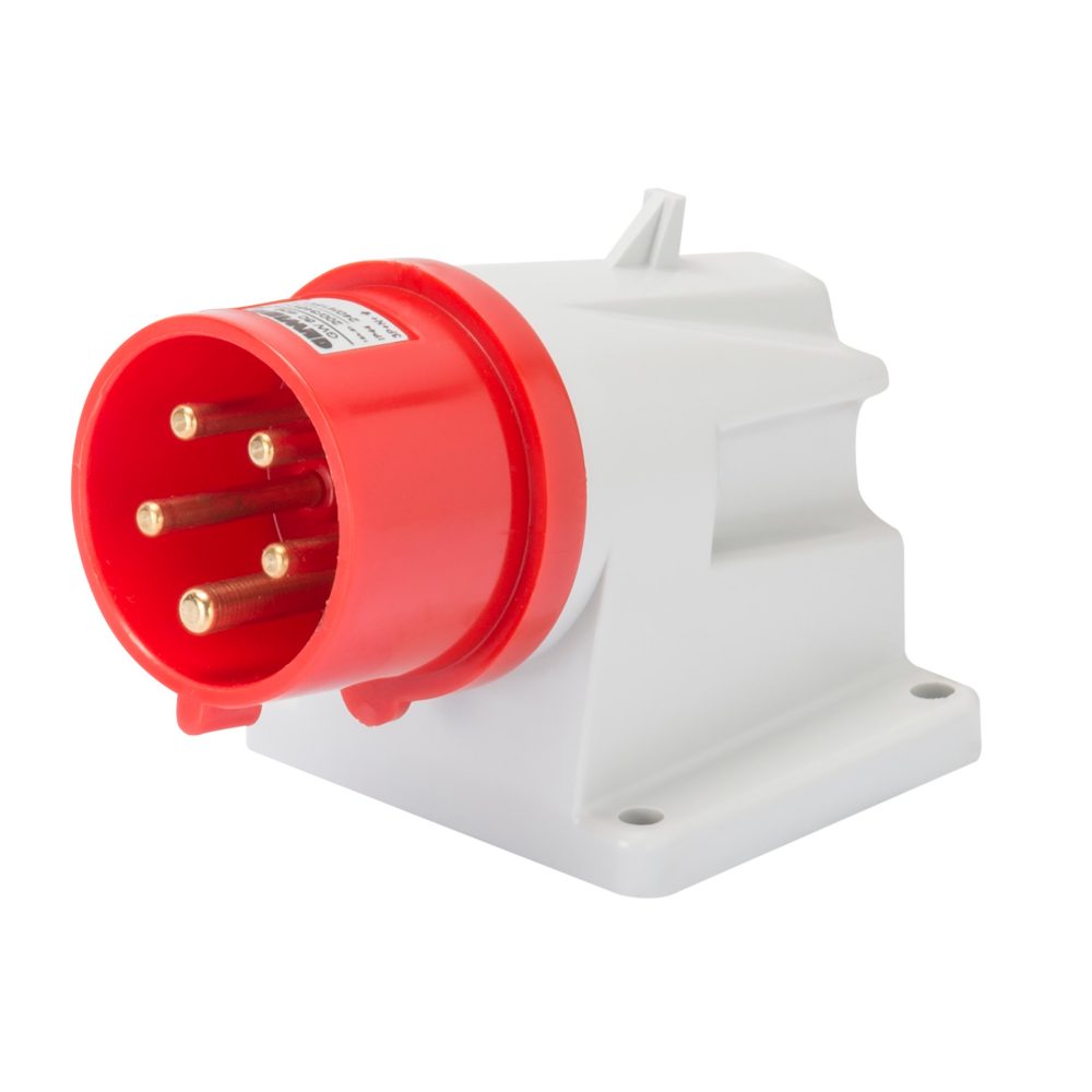 clavija fija de pared a 90° - ip44 - 3p+n+t 16a 380-415v 50/60hz - rojo - 6h - conexionado de tornillo