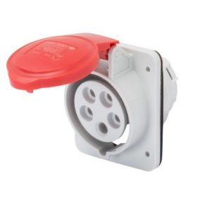 BASE FIJA DE EMPOTRAR A 10° HP - IP44/IP54 - 2P+T 32A 380-415V 50/60HZ - ROJO - 9H - CONEXIONADO DE TORNILLO